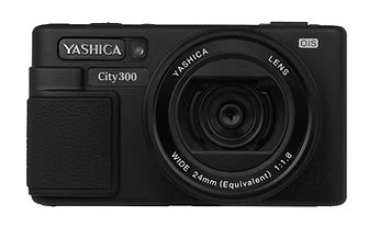 Yaschica city 300, a black, rectangular digital camera with a large lens in the center