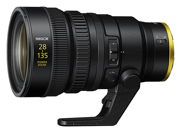Nikon Nikkor Z 28-135mm f/4 PZ Zoom Lens is depicted on a white background.