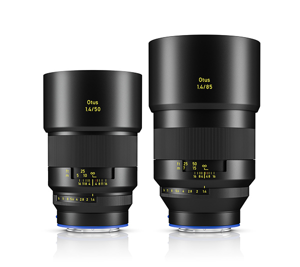 These are the Zeiss Otus 50mm f/1.4 ML and Zeiss Otus 85mm f/1.4 ML lenses against a white background. 