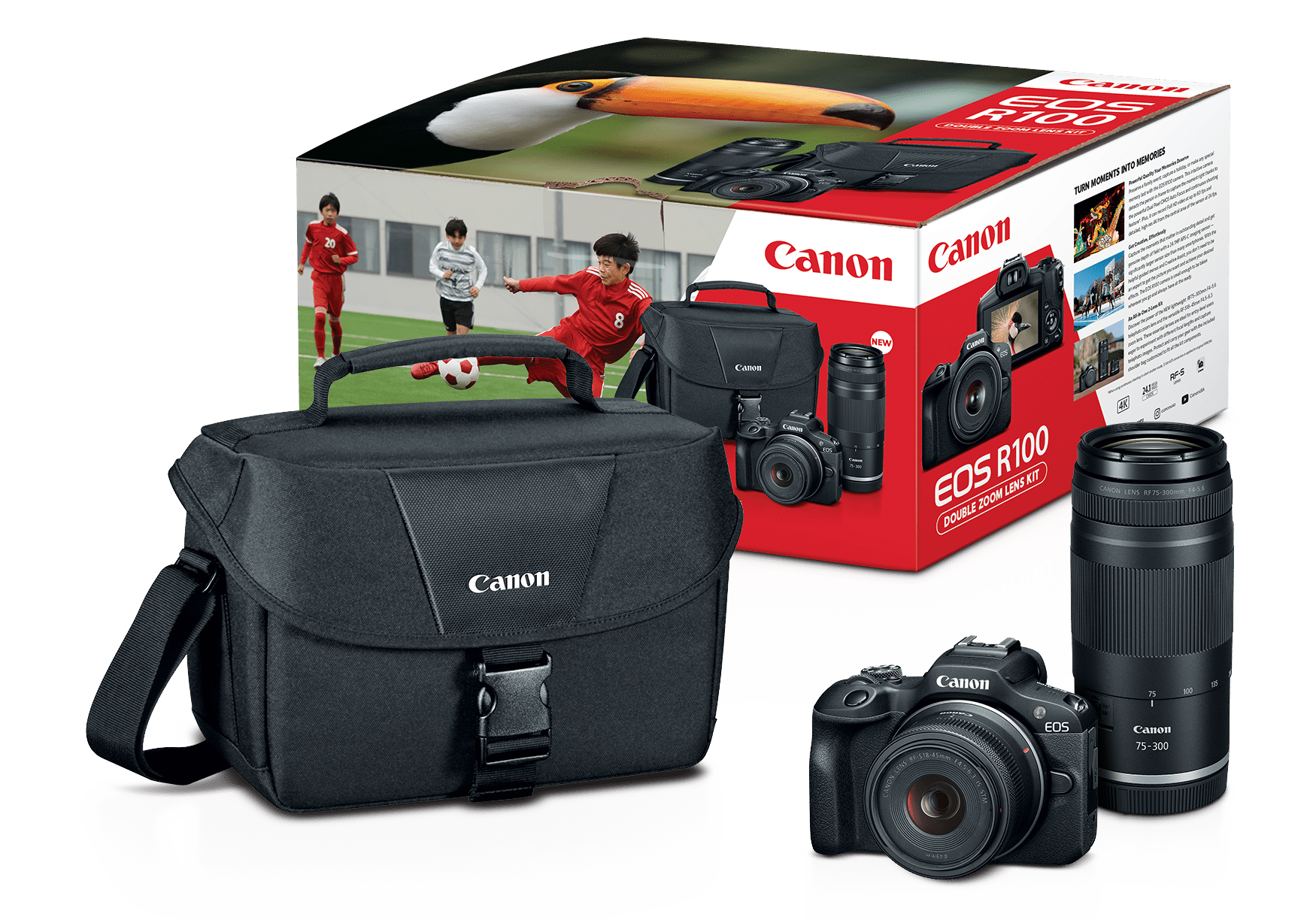 Canon EOS R100 Double Zoom Lens Bundle.
