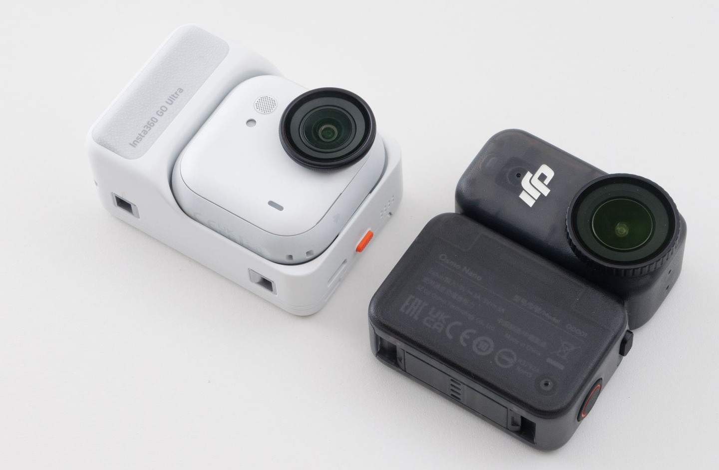 DJI osmo nano vs insta360 go ultra size comparison. 