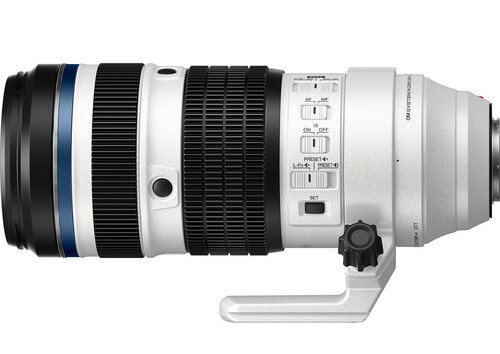 Product Photograph of a white OM SYSTEM M.Zuiko Digital ED 50-200mm f/2.8 IS PRO taken from www.bhphotovideo.com.