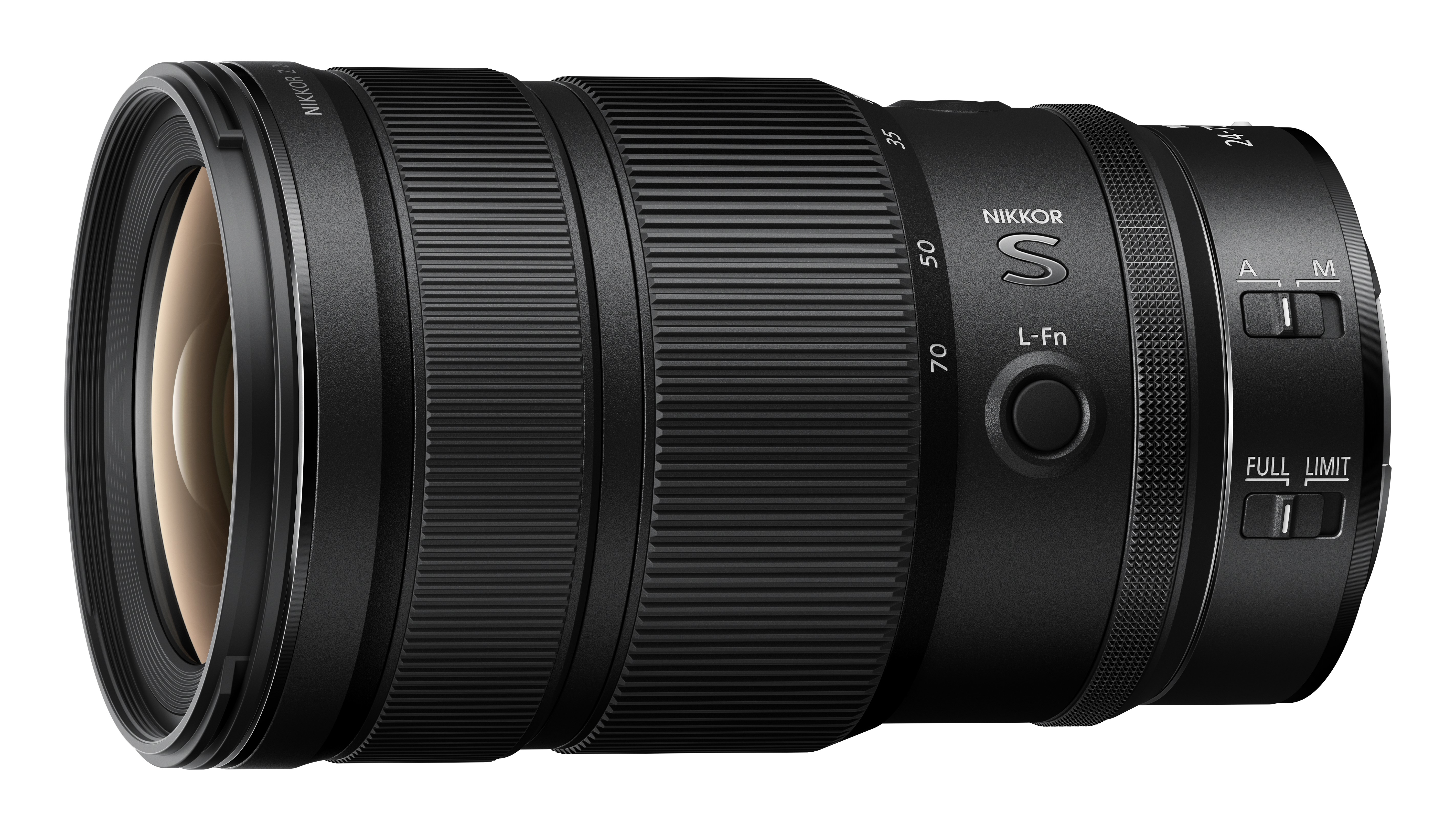 Nikon Nikkor Z 24-70mm F/2.8 S II on white. 
