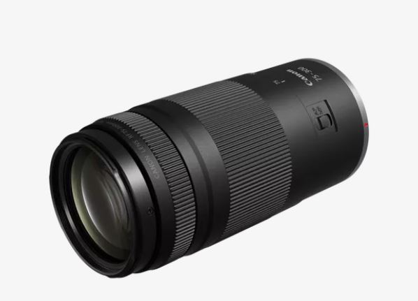 Canon RF 75-300mm on white.