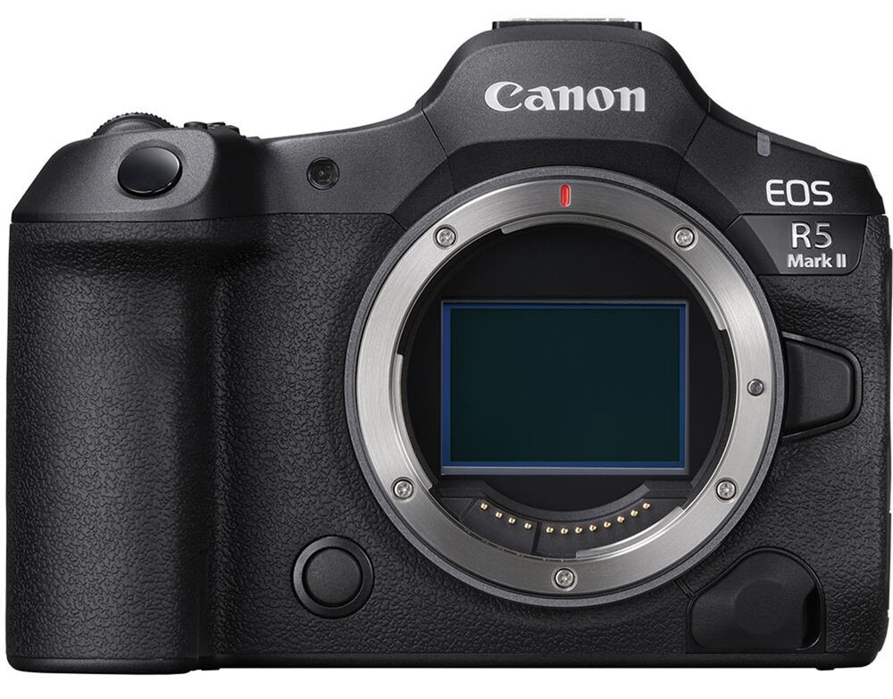 Canon EOS R5 Mark II on white background.