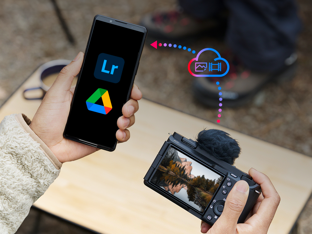 Sony Creators Cloud direct file transfer to Lightroom and Google Drive.