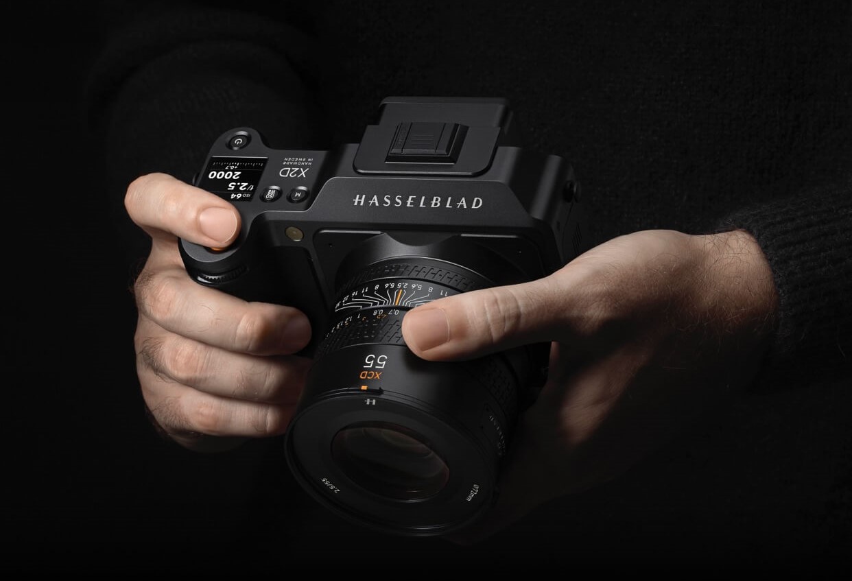 Hasselblad X2D on black background. 