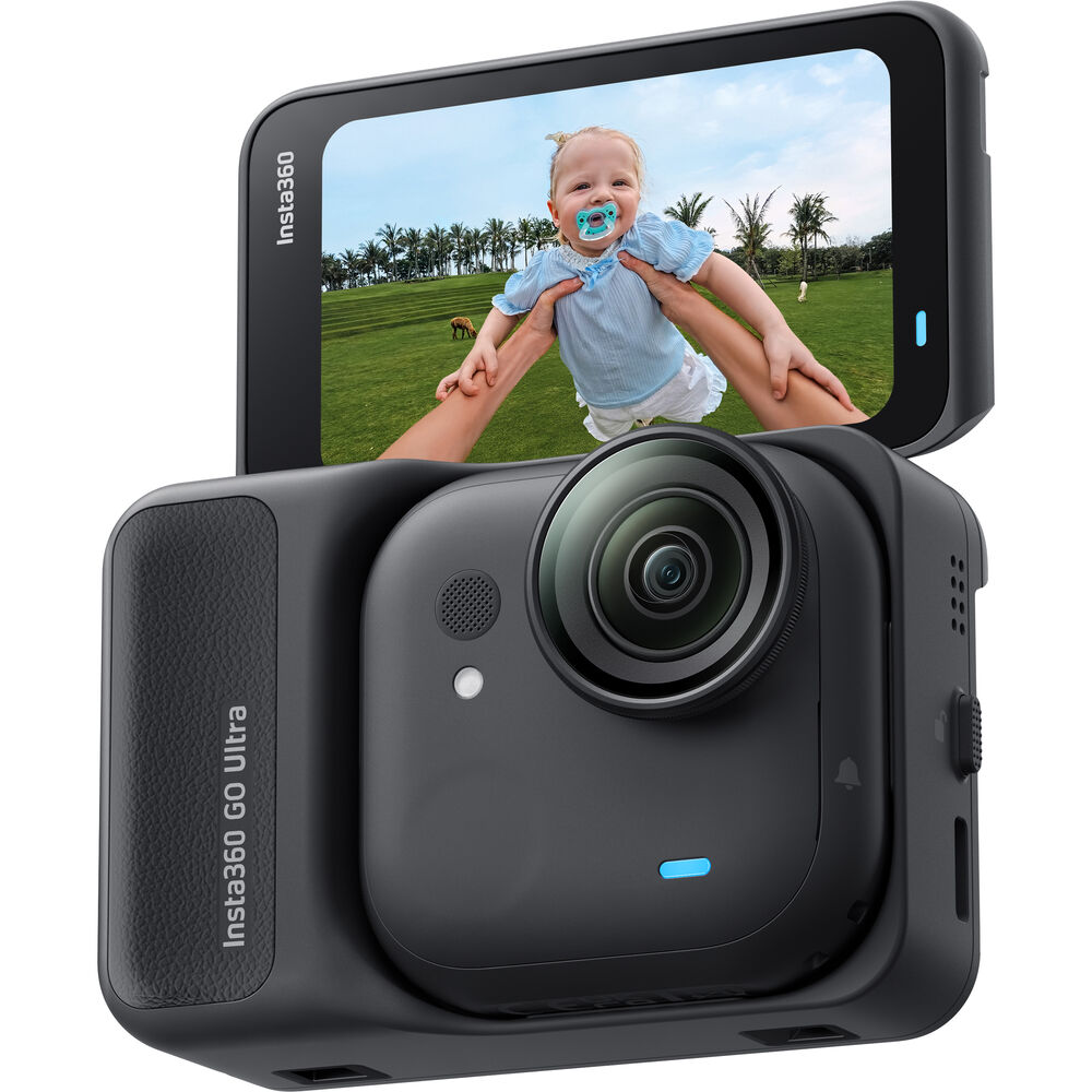 Insta360 Go Ultra black version on white background. 