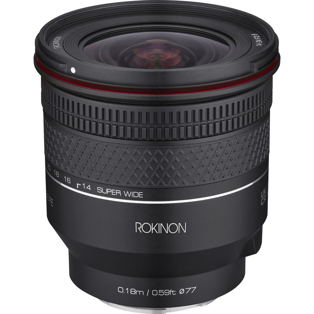 Samyang 14-24mm FE on white.