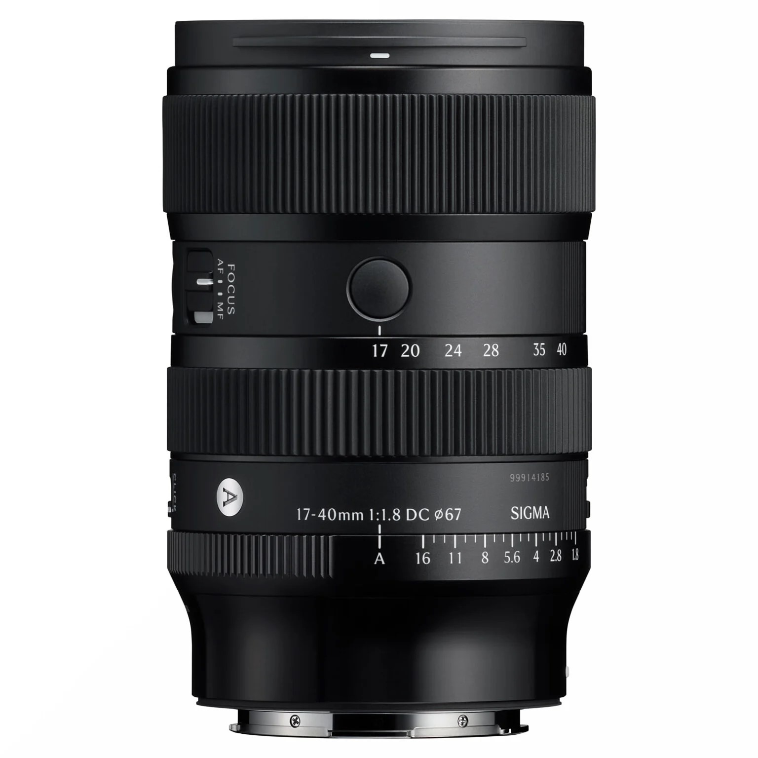 Sigma 17-40mm standard zoom lens on white.