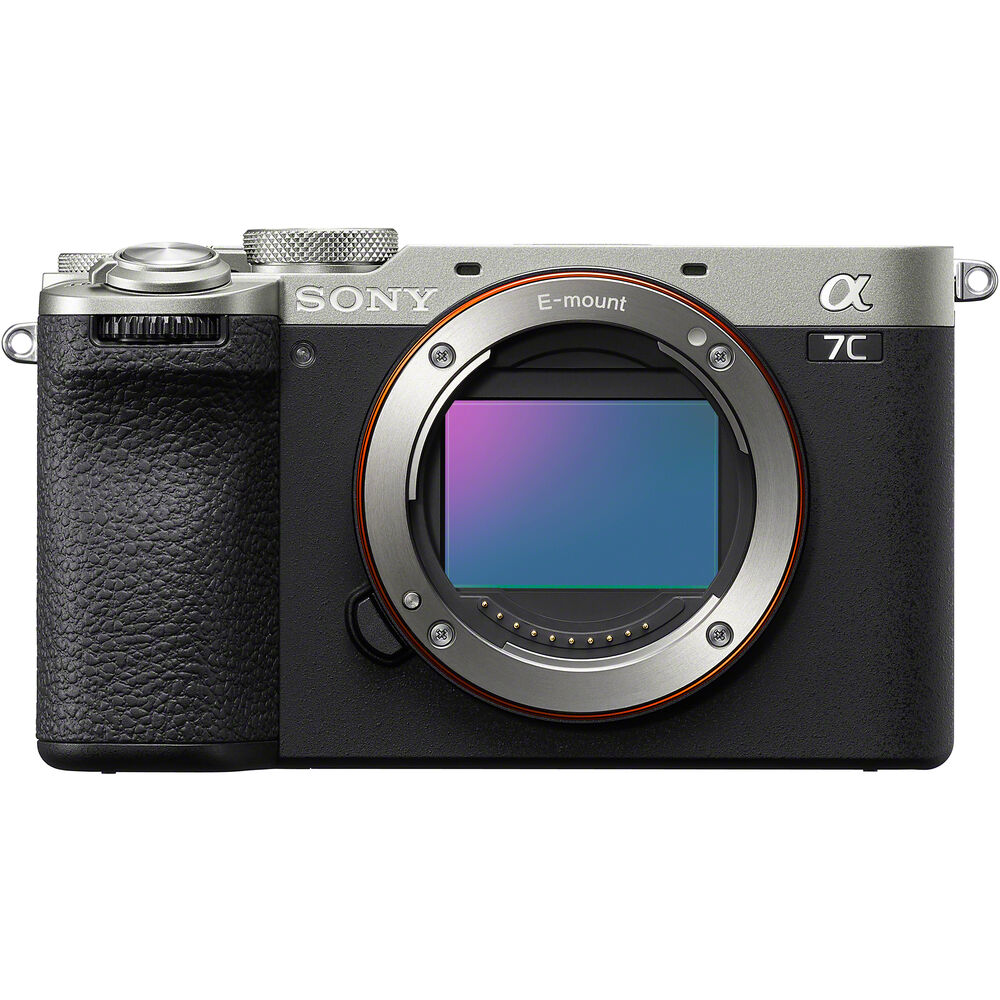 Sony A7C II front on white background. 