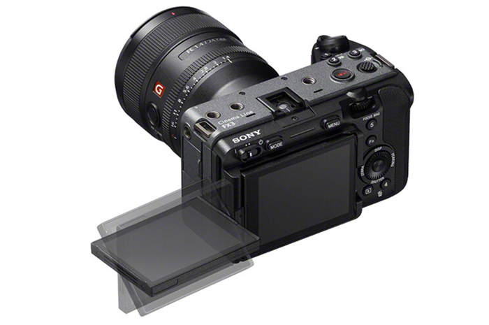 Sony FX3a back view on white.