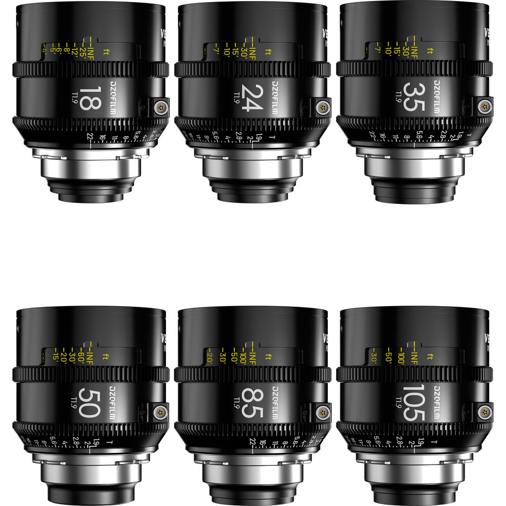 DZOFilm Vespid2 Cinema Prime lenses on white.