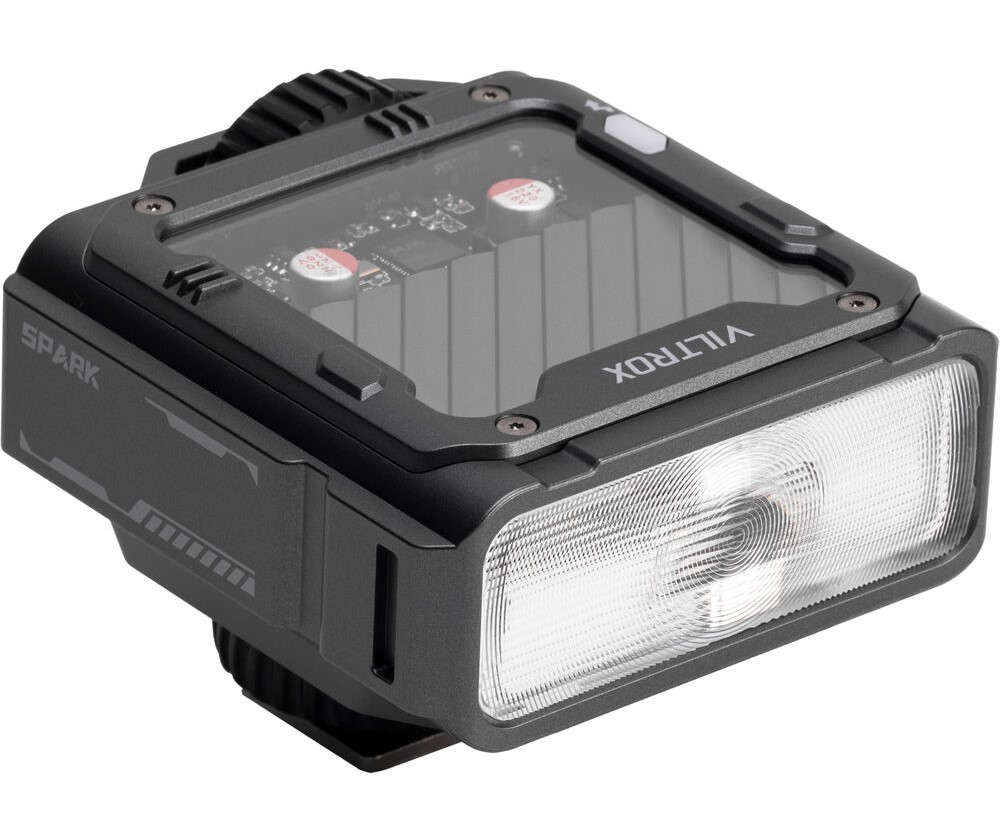 Viltrox Spark Z3 TTL flash on white background. 